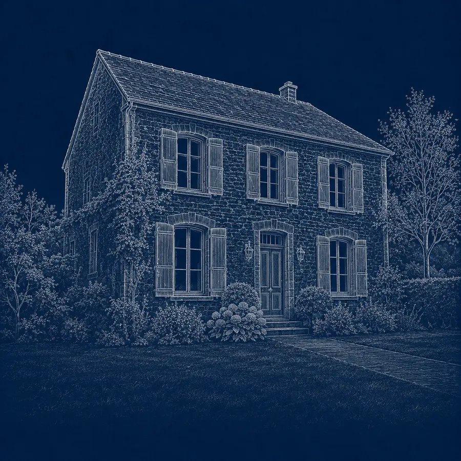 Aperçu du style Plan d’architecte appliqué à une maison
