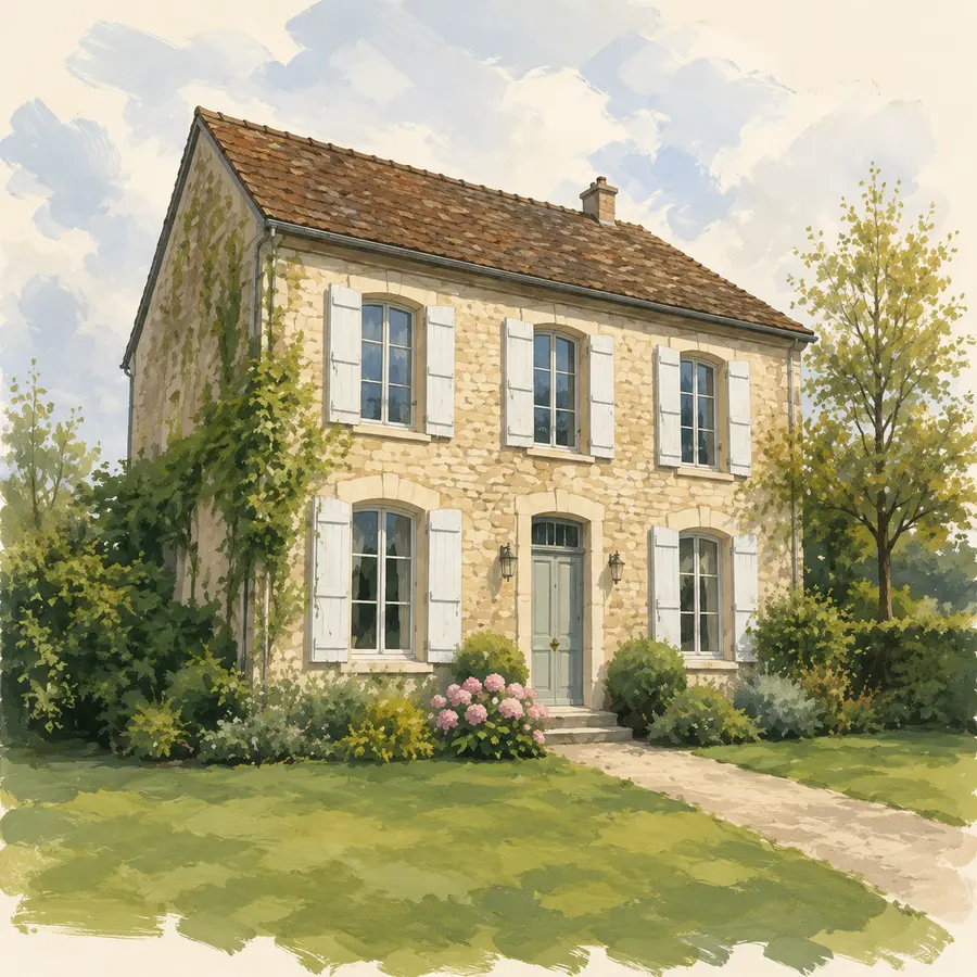 Aperçu du style Gouache moderne appliqué à une maison