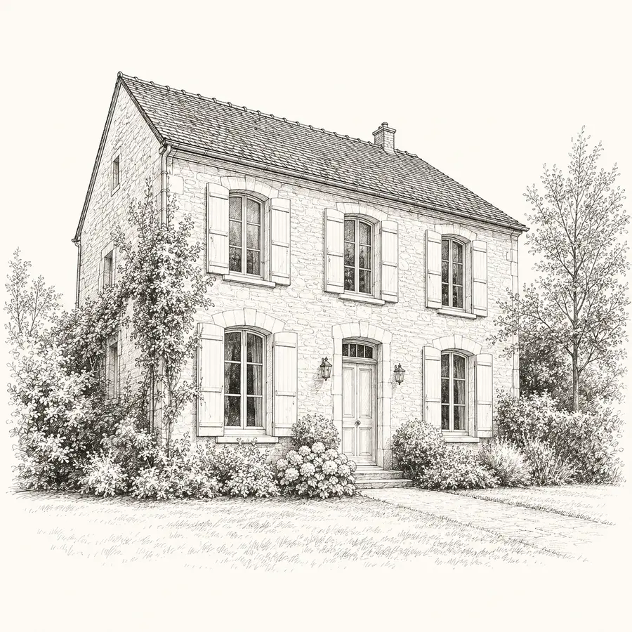 Aperçu du style Ligne minimaliste appliqué à une maison