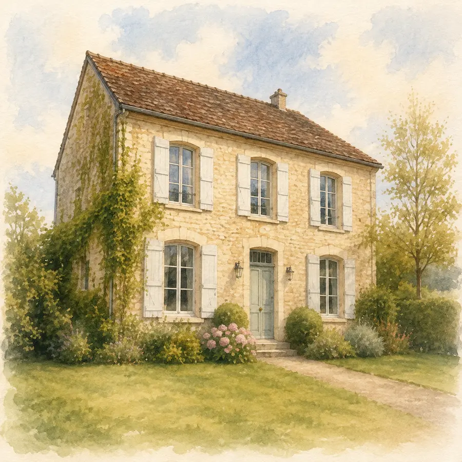 Aperçu du style Pastel doux appliqué à une maison