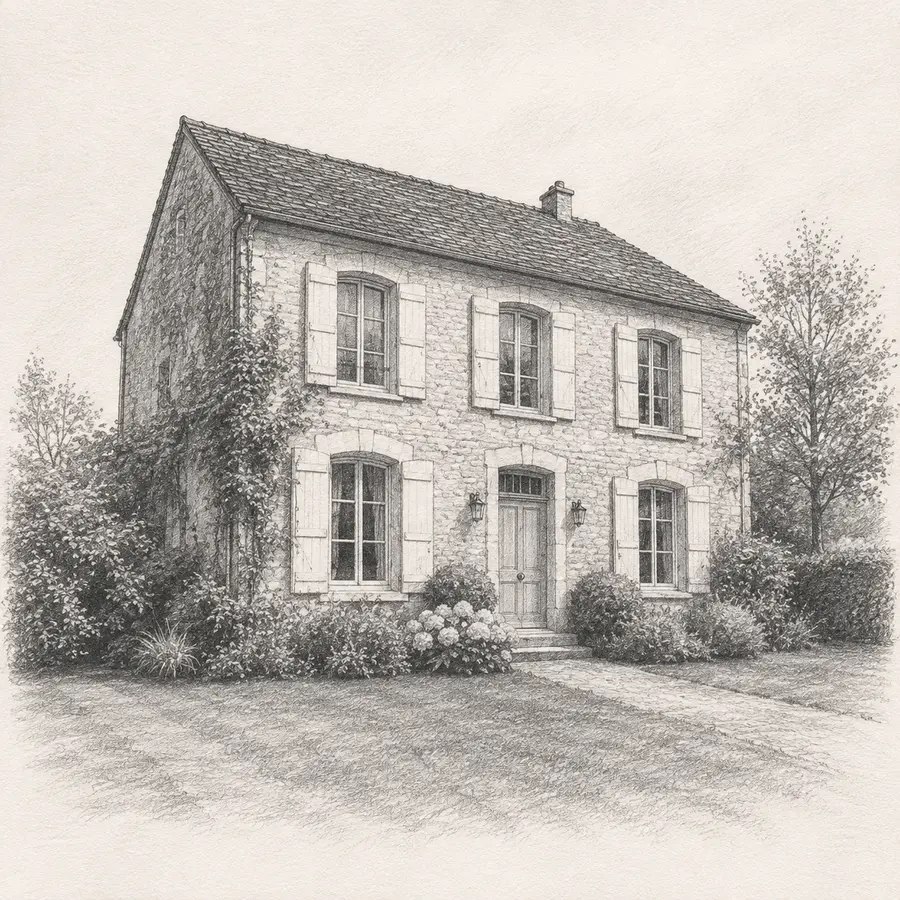 Aperçu du style Crayon graphite appliqué à une maison