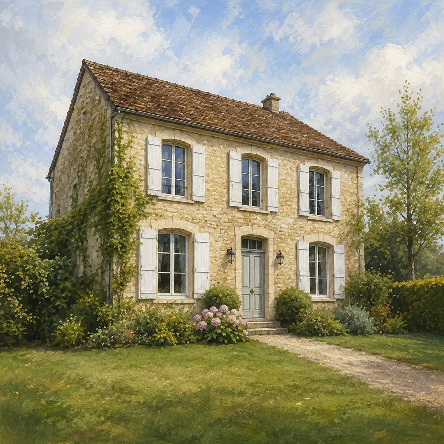 Aperçu du style Peinture réaliste premium appliqué à une maison