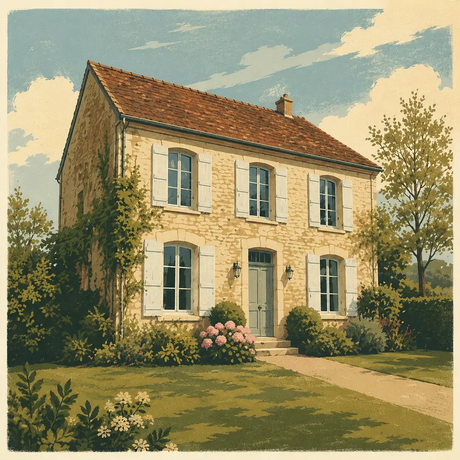 Aperçu du style Affiche vintage appliqué à une maison